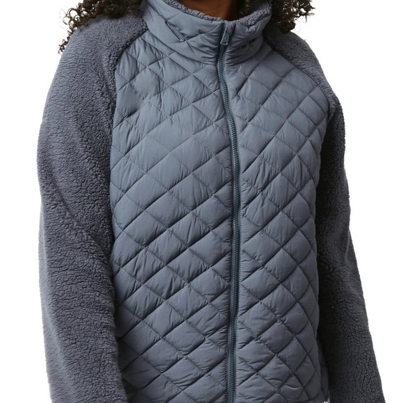 Bernardo Packable Quilted Faux Shearling Jacket in Petrol Blue Size 1X‎ NWT - Picture 1 of 10